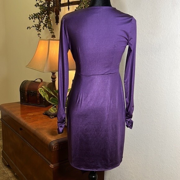 BAR III | Eggplant Faux Wrap Dress | Size - Small - Picture 2 of 11
